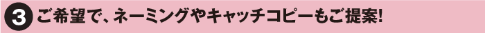 ご希望で、ネーミングやキャッチコピーもご提案!