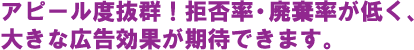 アピール度抜群！拒否率・廃棄率が低く、大きな広告効果が期待できます。